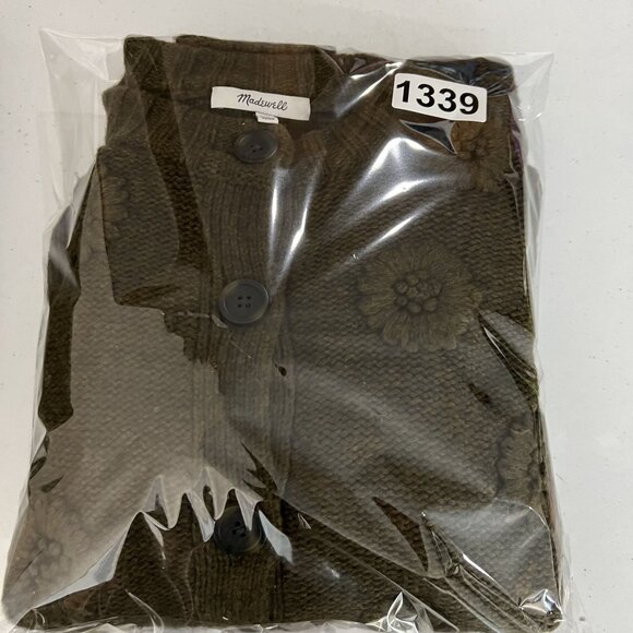 Madewell S 3D Floral Edencroft Pleat Sleeve Merino Wool Alpaca Cardigan Sweater - Picture 14 of 14